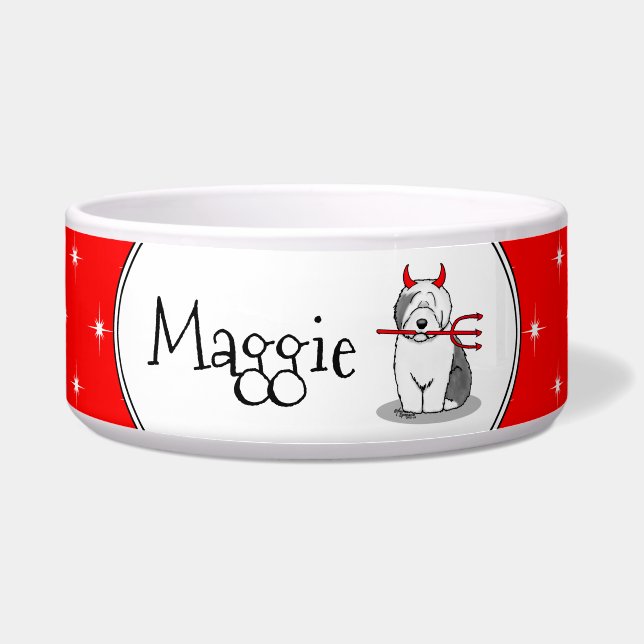 Naughty Devil Old English Sheepdog (Gray 1) Napf (Vorderseite)