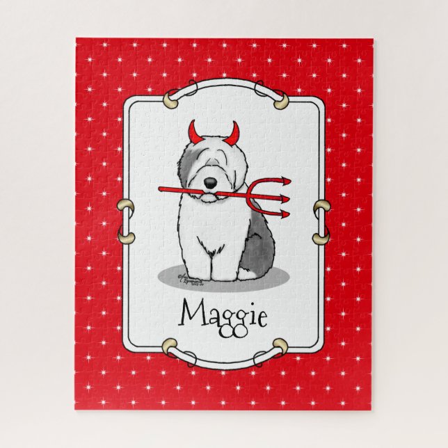 Naughty Devil Old English Sheepdog (Gray 1) Puzzle (Vertikal)
