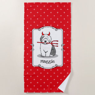 Naughty Devil Old English Sheepdog (Gray 1) Strandtuch