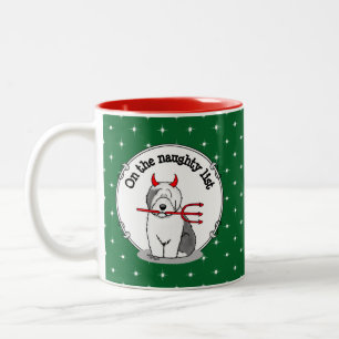 Naughty Devil Old English Sheepdog (Gray 1) Zweifarbige Tasse