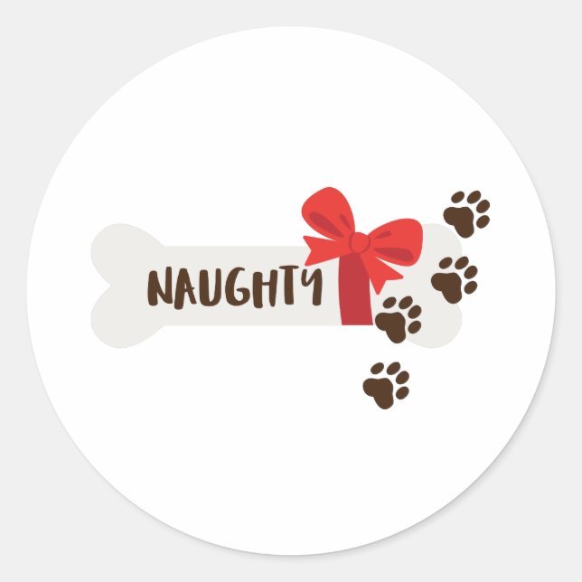 Naughty Dog Bone Runder Aufkleber (Vorderseite)