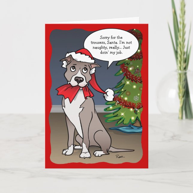 Naughty Dog Funny Santa Pit Bull Weihnachten (Vorderseite)