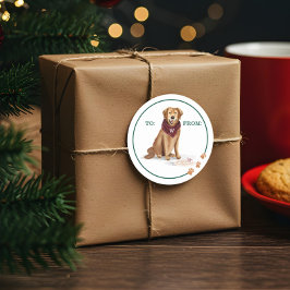 Naughty Dog Golden Retriever Weihnachtskochtopf Runder Aufkleber