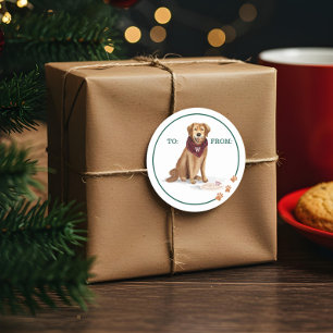 Naughty Dog Golden Retriever Weihnachtskochtopf Runder Aufkleber