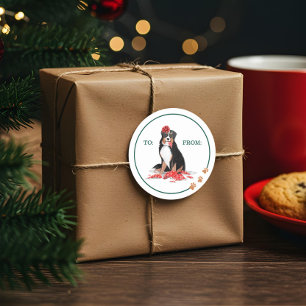 Naughty Dog Watercolor Burnese Mountain Chew Gesch Runder Aufkleber