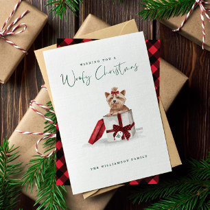 Naughty Dog Watercolor Yorkshire Terrier in Gesche Feiertagskarte