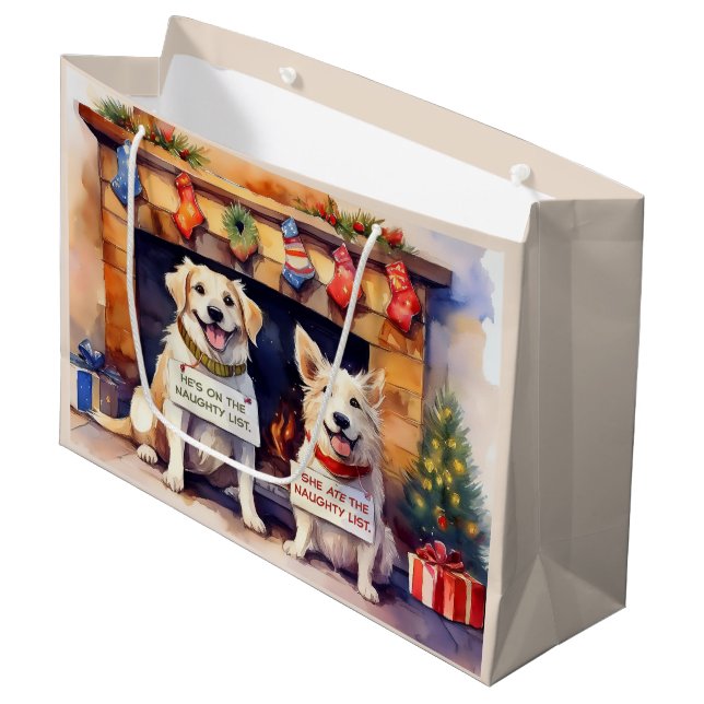 Naughty Dogs Weihnachtsgeschenktasche Große Geschenktüte (Vorderseite Schrägansicht)