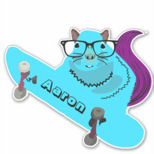 Naughty Eichhörnchen #114 Skateboarding Aufkleber