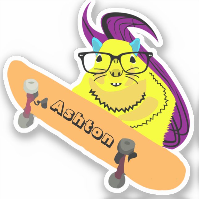 Naughty-Eichhörnchen #944 Individuelle Name-Skate- Aufkleber (Vorderseite)