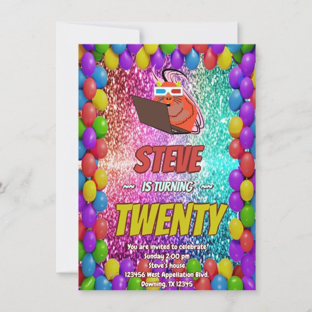 Naughty Eichhörnchen Internet-Party Geburtstag Ein Einladung (Vorderseite)