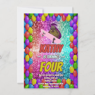 Naughty Eichhörnchen Skateboard Geburtstagsparty E Einladung