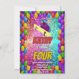 Naughty Eichhörnchen Skateboard Geburtstagsparty E Einladung