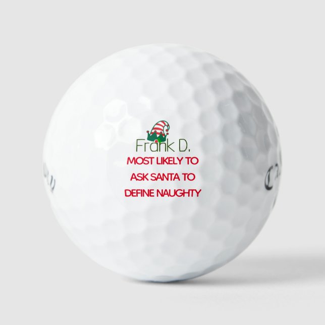 Naughty Elf Golf Balls, Weihnachtsgeschenk Callawa Golfball (Vorderseite)
