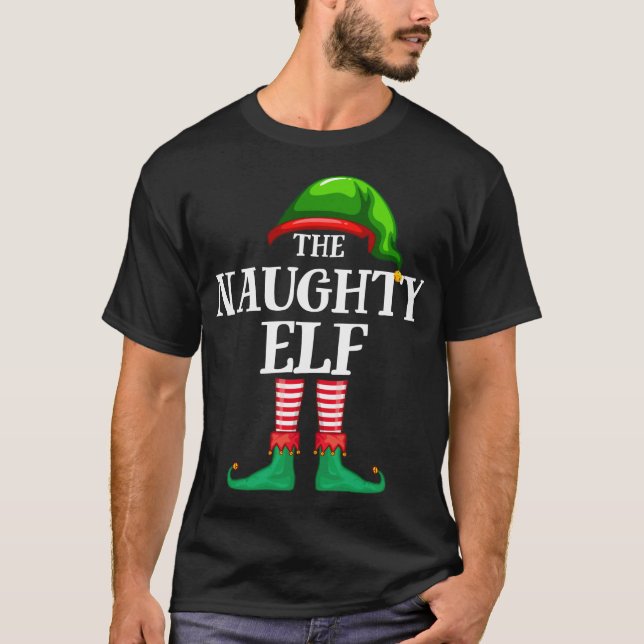 Naughty Elf Matching Familie Weihnachten Pajama T-Shirt (Vorderseite)
