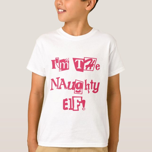 Naughty Elf T - Shirt und Geschenke (Vorderseite)