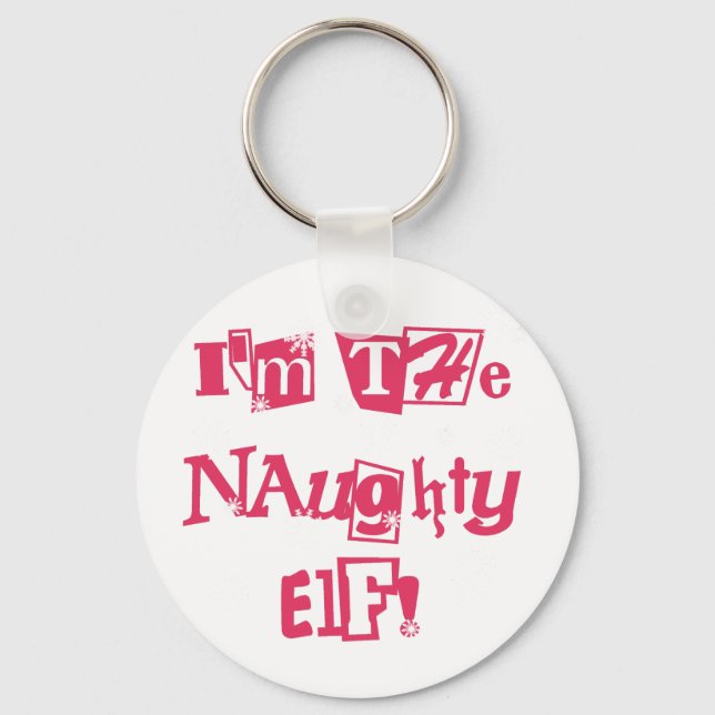 Naughty Elf T - Shirt und Geschenke Schlüsselanhänger (Vorderseite)