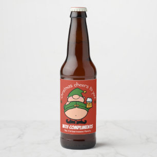 Naughty Elves Red Christmas Beer Label Bierflaschenetikett