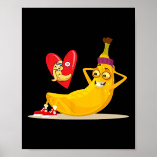 Naughty Fruit Funny Banana Doing Sit-up Crunch für Poster