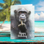 Naughty Funny Chimpanzee Middle Finger Birthday Karte<br><div class="desc">Die lustige, unangebrachte, unangebrachte Geburtstagskarte mit Original-Kunstwerken (KL Stock) eines niedlichen, gemeinen Schimpansen, der den Mittelfinger-Salut verleiht. Denn, wie kann man dem besonderen Menschen einen "glücklichen Geburtstag" wünschen, als wenn ihm ein Affe den Finger gibt? Inside sagt "... Sagen Sie nicht, dass ich Ihnen nie etwas gegeben habe!" Beide Grüße...</div>