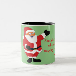 Naughty Girl Bad Santa Funny Joke Spaß Spaß Zweifarbige Tasse