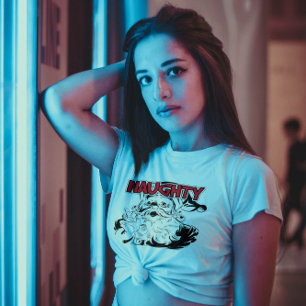 NAUGHTY GIRL SANTA CHRISTMAS T - SHIRT