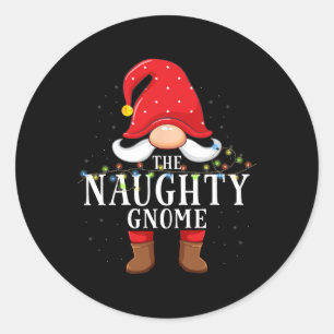 Naughty Gnome Matching Christmas Family Pajama Runder Aufkleber