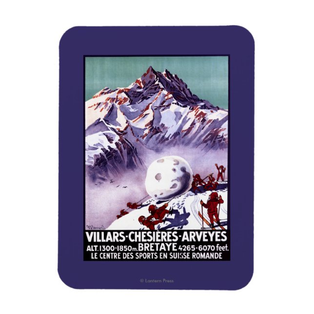 Naughty Gnomes machen Riesenschneeballplakat Magnet (Vertikal)
