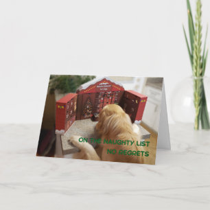 Naughty Golden Retriever No Regrets Weihnachten Karte