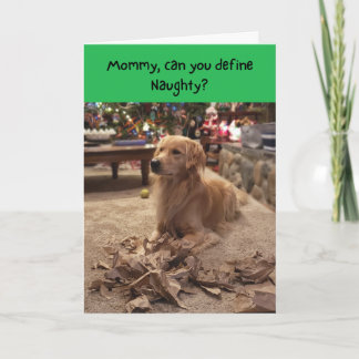 Naughty Golden Retriever Shredder Papier Weihnacht Karte