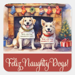 Naughty Hogs Weihnachtsbuch Napkins Quadratischer Aufkleber