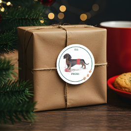 Naughty Hund Wasserfarbe Dackel Shredding Sweater Runder Aufkleber