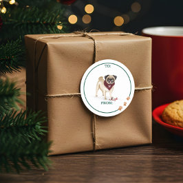 Naughty Hund Wasserfarbe Niedlicher Mops Zerbroche Runder Aufkleber