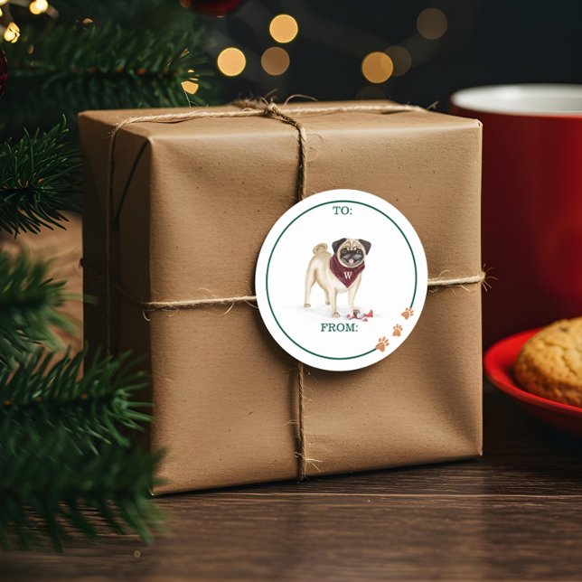 Naughty Hund Wasserfarbe Niedlicher Mops Zerbroche Runder Aufkleber (Naughty Dog Watercolor Yorkshire Terrier in Gift Classic Round Sticker)