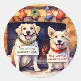 Naughty Hunde Weihnachts-Umschlag Aufkleber Sticke