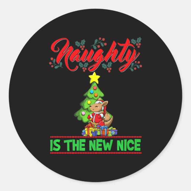 Naughty Is The New Nice Christmas Santa Xmas Premi Runder Aufkleber (Vorderseite)