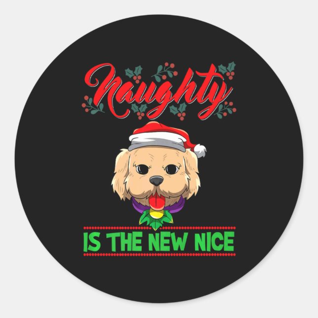Naughty Is The New Nice Christmas Santa Xmas Premi Runder Aufkleber (Vorderseite)