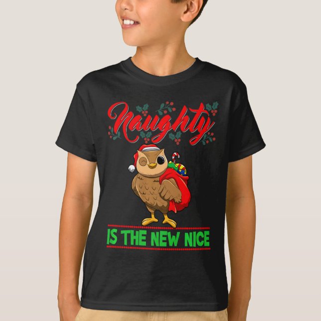 Naughty Is The New Nice Christmas Santa Xmas Premi T-Shirt (Vorderseite)
