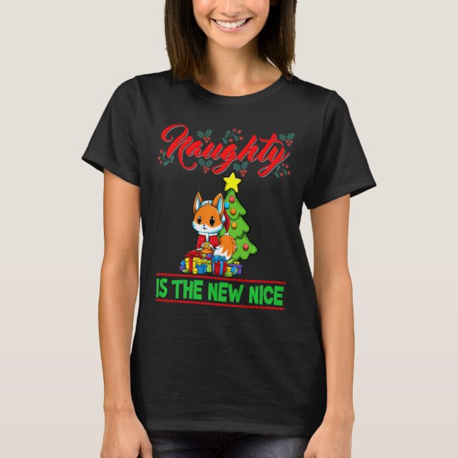 Naughty Is The New Nice Christmas Santa Xmas Premi T-Shirt (Vorderseite)