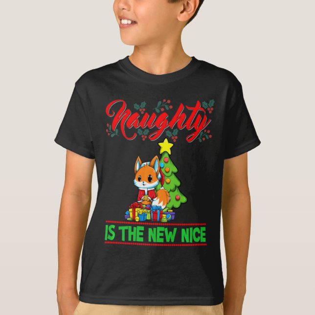 Naughty Is The New Nice Christmas Santa Xmas Premi T-Shirt (Vorderseite)