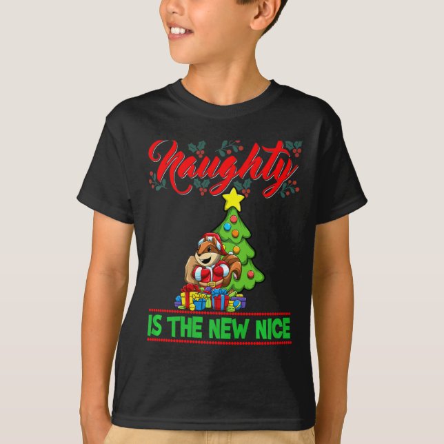 Naughty Is The New Nice Christmas Santa Xmas Premi T-Shirt (Vorderseite)