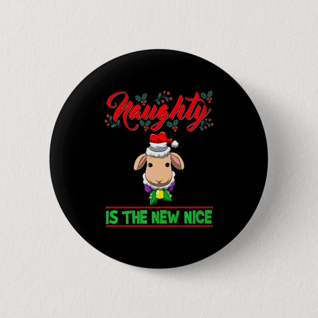 Naughty Is The New Nice Weihnachten Santa Xmas Pre Button (Vorderseite)