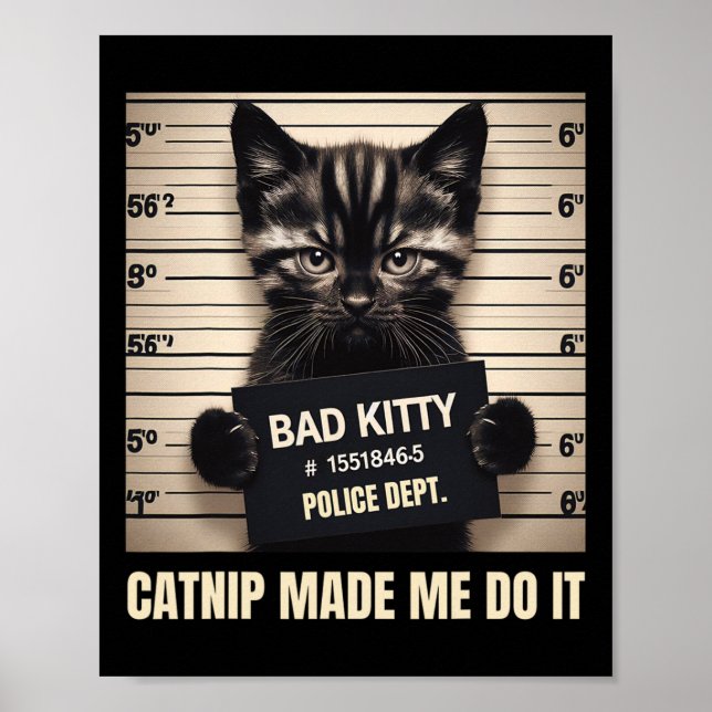 Naughty Kitty Jail Foto Catnip ließ mich es tun Poster (Vorne)