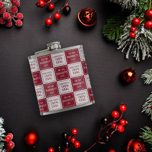 Naughty List 100% Kohle   Roter und weißer Urlaub Flachmann