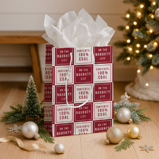 Naughty List 100% Kohle | Weihnachten Mittlere Geschenktüte