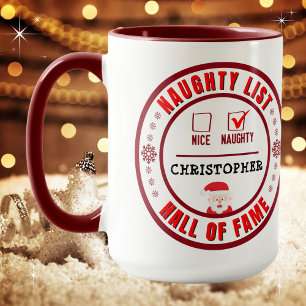 Naughty List Hall of Fame Weihnachtskaffee Tasse