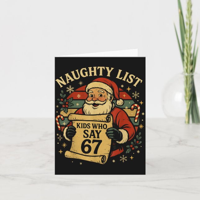 Naughty List Kids Who Say 67 Funny Teacher Christm Karte (Vorderseite)