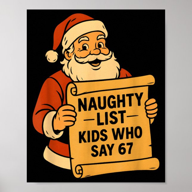 Naughty List Kids Who Say 67 Meme 6 7 Santa Claus  Poster (Vorne)