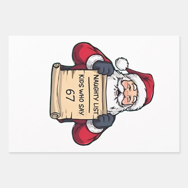 Naughty List Kids Who Say 6 7 Six Seven Christmas  Geschenkpapier Set (Vorderseite)