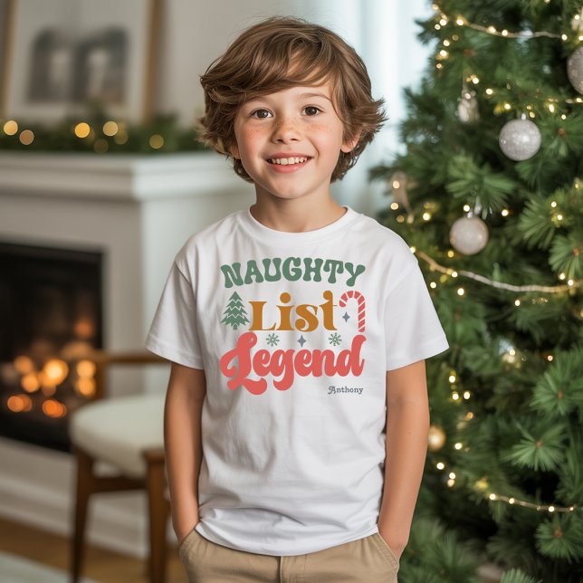 Naughty List Legend Kids's Retro Weihnachten Tri-Blend Shirt (Naughty List Legend Kids’ Retro Christmas Tri-Blend Shirt)
