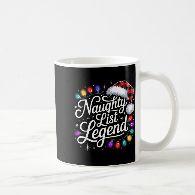 Naughty List Legend Xmas Lights Buffalo Plaid Red  Kaffeetasse (Rechts)